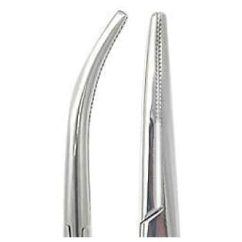 Pinzas hemostáticas de acero inoxidable de 5” con puntas curvas